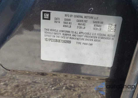 2014 Chevrolet Cruze 1Lt Auto из США, поврежденный, VIN 1G1PC5SB0E7392809